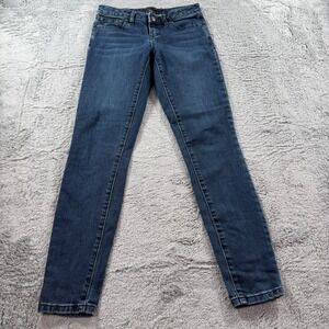 Prana Women Dark Wash Organic Cotton Slim Straight Jeans Size 0/25 Short Inseam